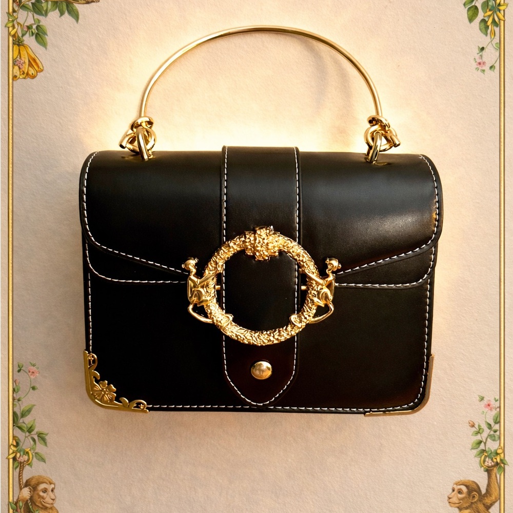 Striking Black and Gold Women's Bag with Chain Strap